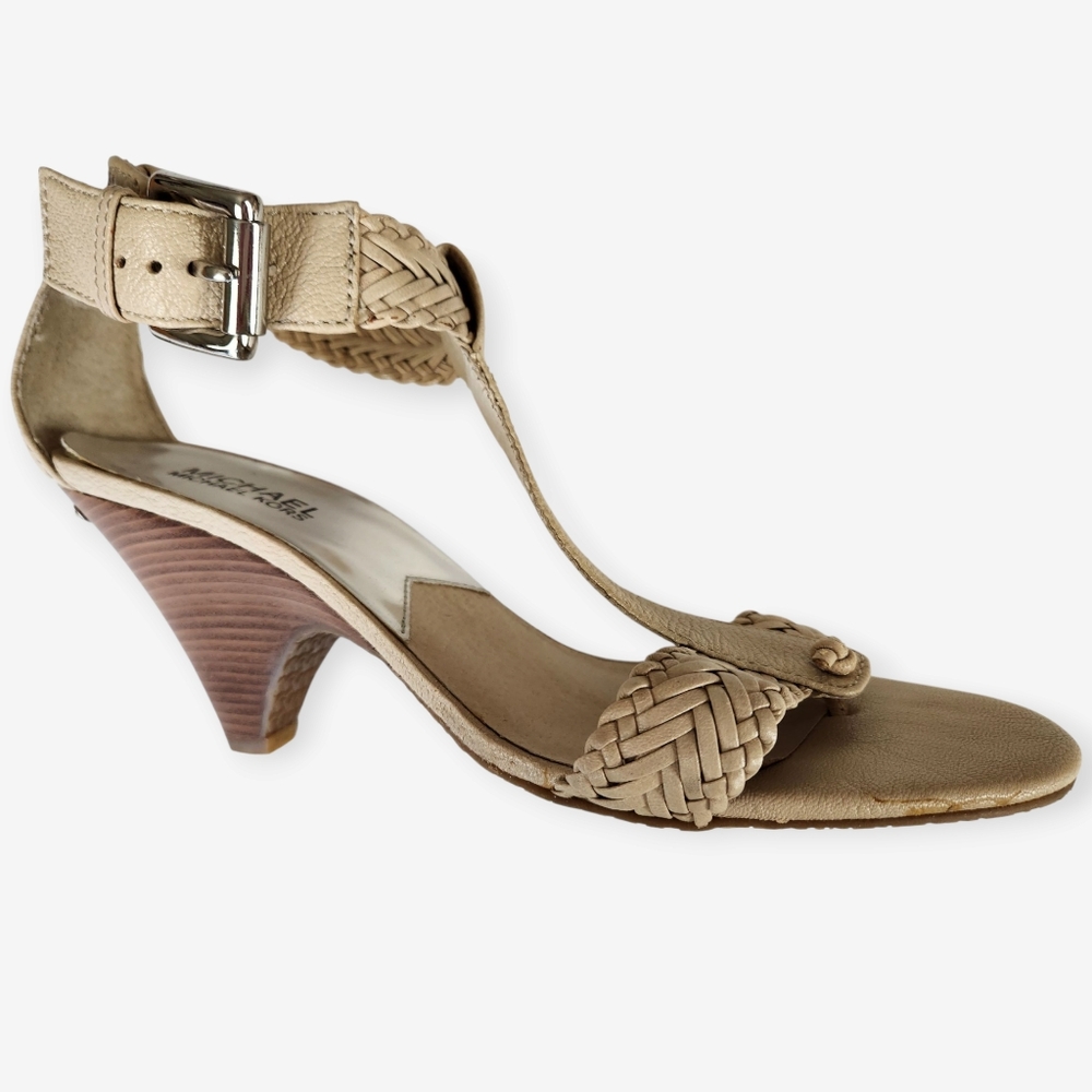 Michael Kors Juniper T-Strap Pumice Leather Sandal Size 10M